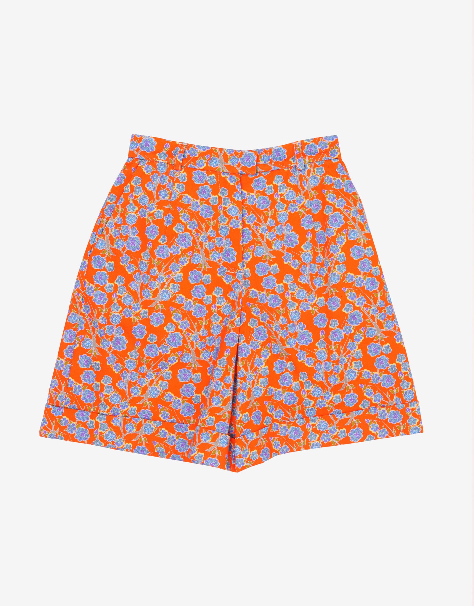 Crimson Rose cotton drill culottes with orange and blue floral print. Photography Rowan Corr.